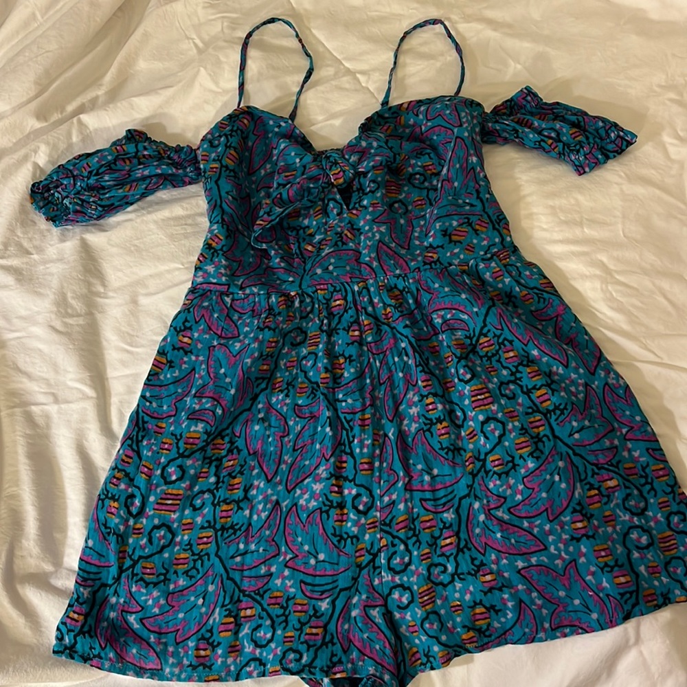 Blue purple romper  shorts with pockets